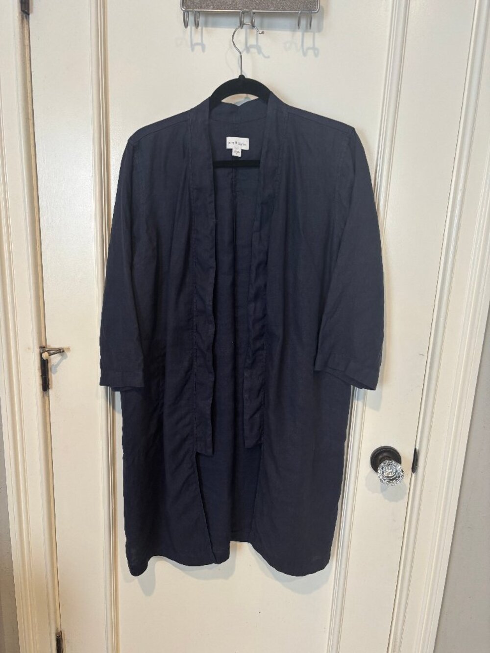 Pure Jill (J Jill) Garment-dyed Navy Linen Duster (M)